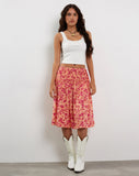 Image of Asada Midi Skirt in Dark Wild Flower Cantaloupe