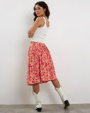 Image of Asada Midi Skirt in Dark Wild Flower Cantaloupe