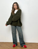 Image of Asato Chunky V Neck Jumper in Brushed Khaki