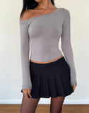 Image of Ashia Asymmetrical Long Sleeve Top in Elephant Grey