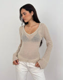 Image of Ashla Top in Sheer Knit Beige