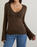 Image of Ashla Top in Sheer Knit Dark Chocolate