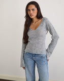 Image of Ashla Long Sleeve Top in Sheer Knit Grey