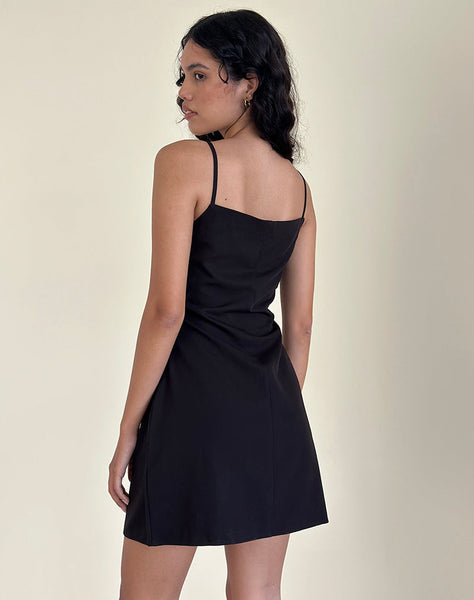 Image of Asinel Mini Dress in Black with Ivory Bow