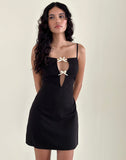 Image of Asinel Mini Dress in Black with Ivory Bow