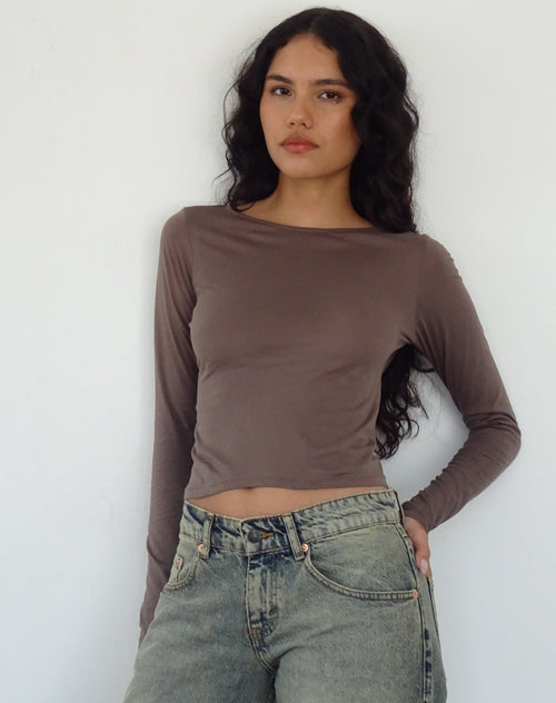 Image of Asma Loose Fit Long Sleeve Top in Nutmeg