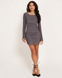 image of Aspen Long Sleeve Mini Dress in Mesh Dark Grey