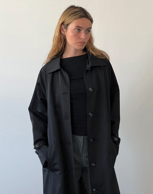 Image of Assa Trench Coat in Black with Stripe Lining