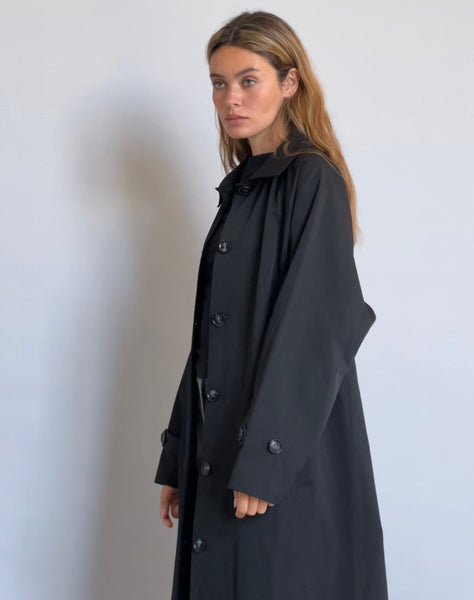 Image of Assa Trench Coat in Black with Stripe Lining