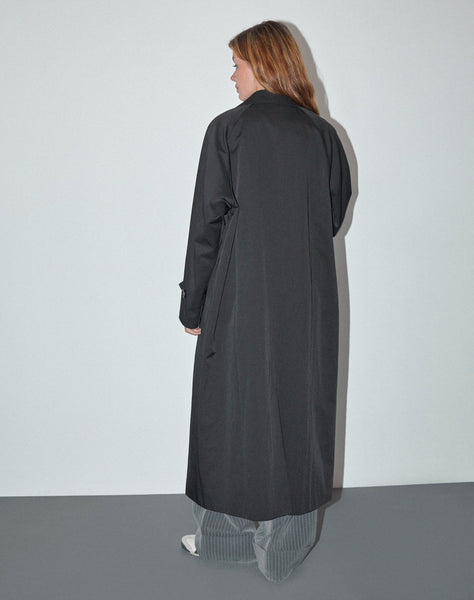 Image of Assa Trench Coat in Black with Stripe Lining