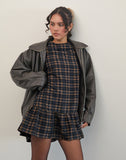 Image of Asterin Mini Smock Dress in Navy Mustard Check