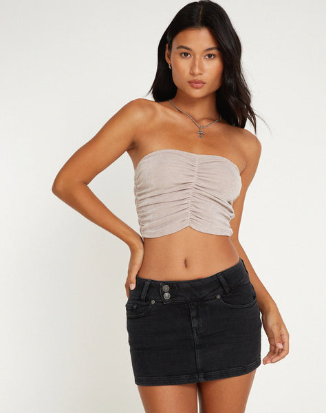 image of Asti Bandeau Crop Top in Camel