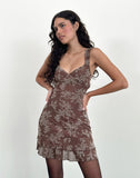 Image of Astika Mini Dress in Blooming Vines Brown