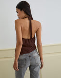 Image of Astina Halterneck Top in Chiffon Brown