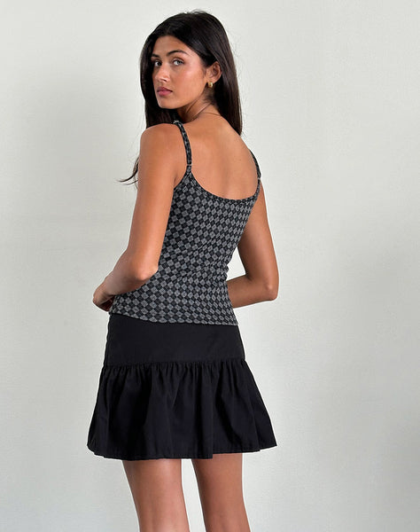 Image of Atarah Knit Cami Top in Argyle Black Grey