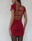 Image of Atina Open Back Mini Dress in Adrenaline Red