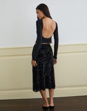 Image of Atira Midi Skirt in Flock Leaf Flower Black