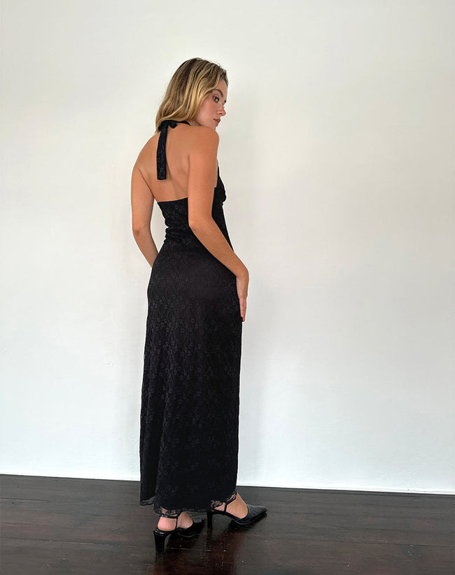 Image of Atma Halterneck Maxi Dress in Canina Lace Black