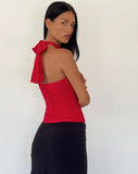 Image of Audrey Halterneck Top in Red Soft Slinky