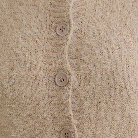 Audrina Cardigan in Fluffy Knit Beige