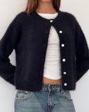 Image of Audrina Cardigan in Fluffy Knit Black