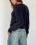 Image of Audrina Cardigan in Fluffy Knit Black