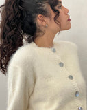 Image of Audrina Cardigan in Fluffy Knit Ivory