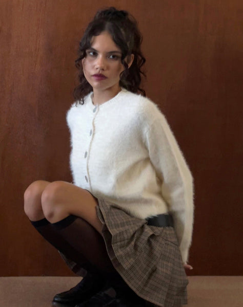 Image of Audrina Cardigan in Fluffy Knit Ivory