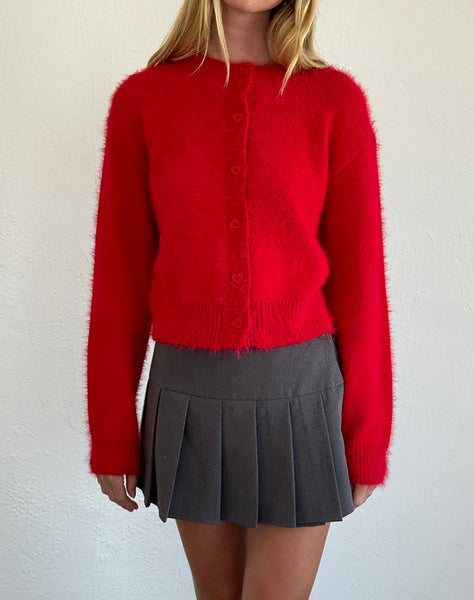 Image of Audrina Cardigan in Fluffy Red