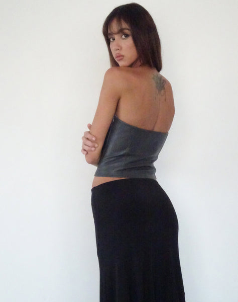 Image of Audy Bandeau Crop Top in PU Slate Grey