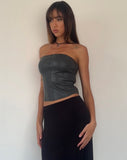 Image of Audy Bandeau Crop Top in PU Slate Grey