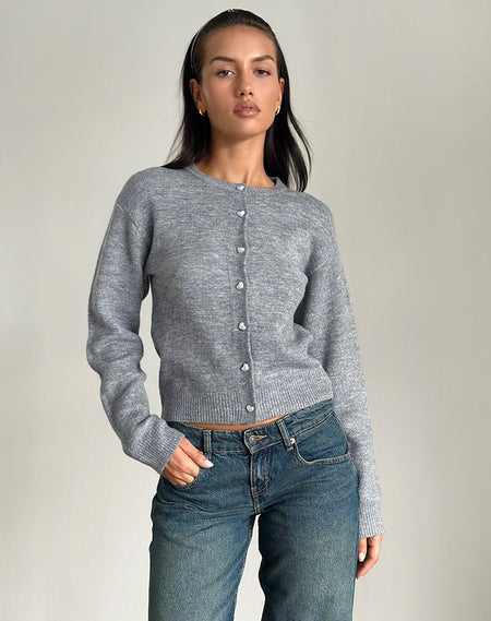 Maira Zip Through Jacket in Knit Grey