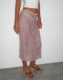 Image of Eldonia Crochet Midi Skirt in Dusty Pink