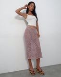 Image of Eldonia Crochet Midi Skirt in Dusty Pink