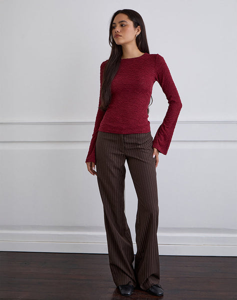 Image of Aven Asymmetric Top in Textured Knit Red