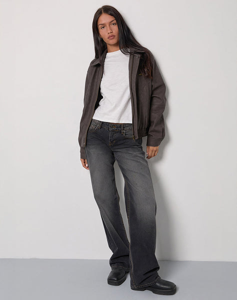 Image of Aviara Cropped Jacket In PU Dark Brown