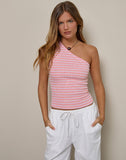 Image of Aviel Top in Textured Rib Stripe Pink