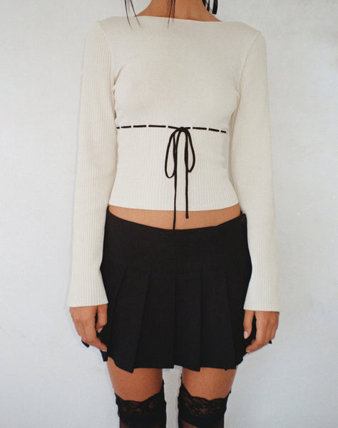 Image of Awdella Knitted Long Sleeve Top in Beige