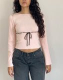 Image of Awdella Top in Blush Pink with Black