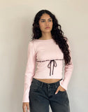 Image of Awdella Top in Blush Pink with Black