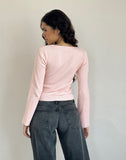 Image of Awdella Top in Blush Pink with Black