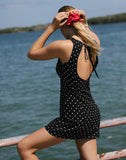 Image of Ayana Backless Mini Dress in Polka Black