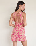 Image of Ayana Backless Mini Dress in Dark Wild Flower Cantaloupe