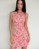 Image of Ayana Backless Mini Dress in Dark Wild Flower Cantaloupe