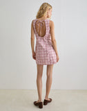 Image of Ayana Backless Mini Dress in Basic Tartan Pink