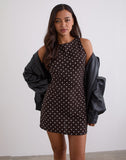 Image of Ayana Open Back Mini Dress in Medium Polka Brown