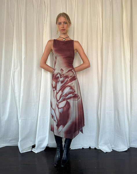 Image of Aysun Midi Dress in Lumen Mesh Brown