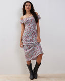 Image of Ayudia Bardot Midi Dress in Blue Floral Ditsy