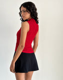 Image of Arien Textured Mock Neck Top in Red