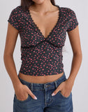 Image of Asani Top in Dark Pink Rose Black